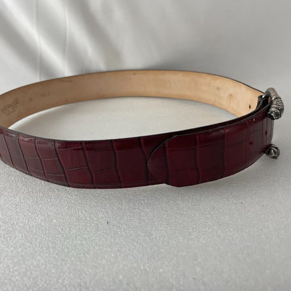 BERGÉ GENUINE RED LEATHER LION HEAD BUCKEL BELT main image 5
